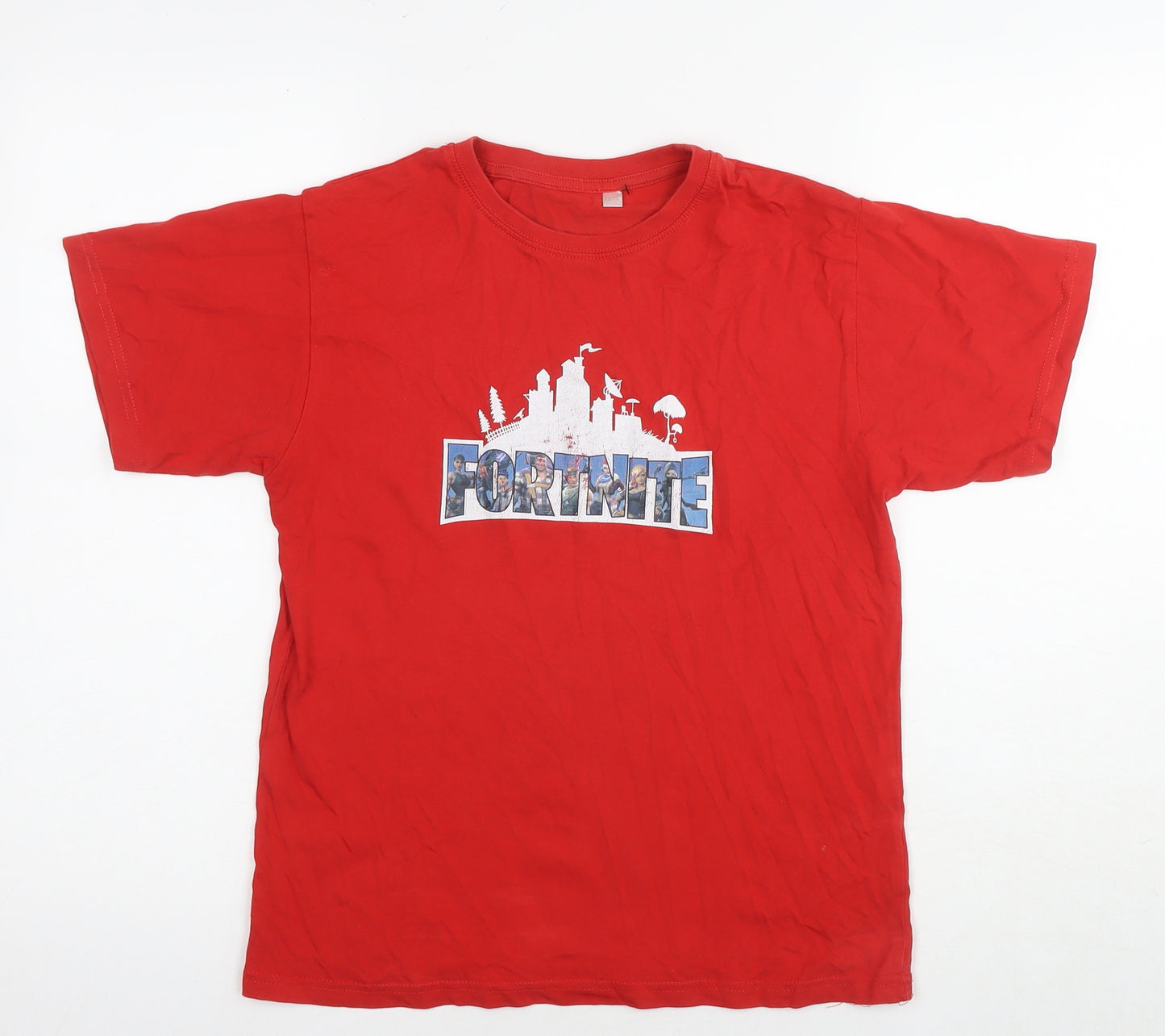 Fortnite Boys Red Cotton Basic T-Shirt Size 12 Years Round Neck Pullover - Age 12-14 Years Logo