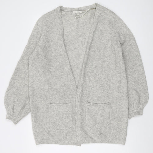 Monsoon Womens Grey V-Neck Acrylic Cardigan Jumper Size M