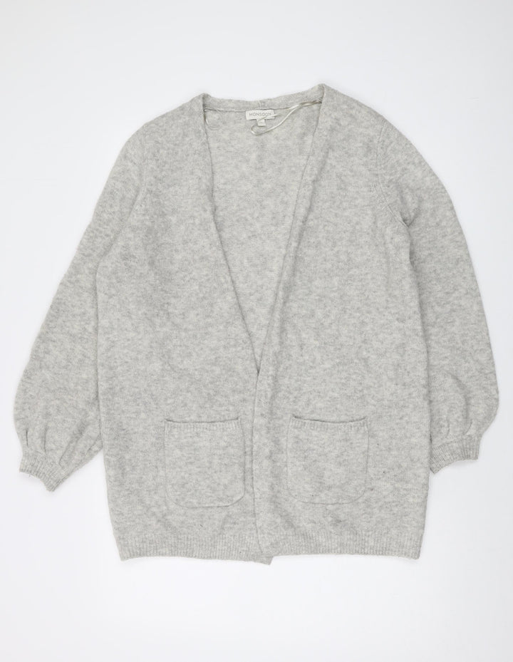 Monsoon Womens Grey V-Neck Acrylic Cardigan Jumper Size M