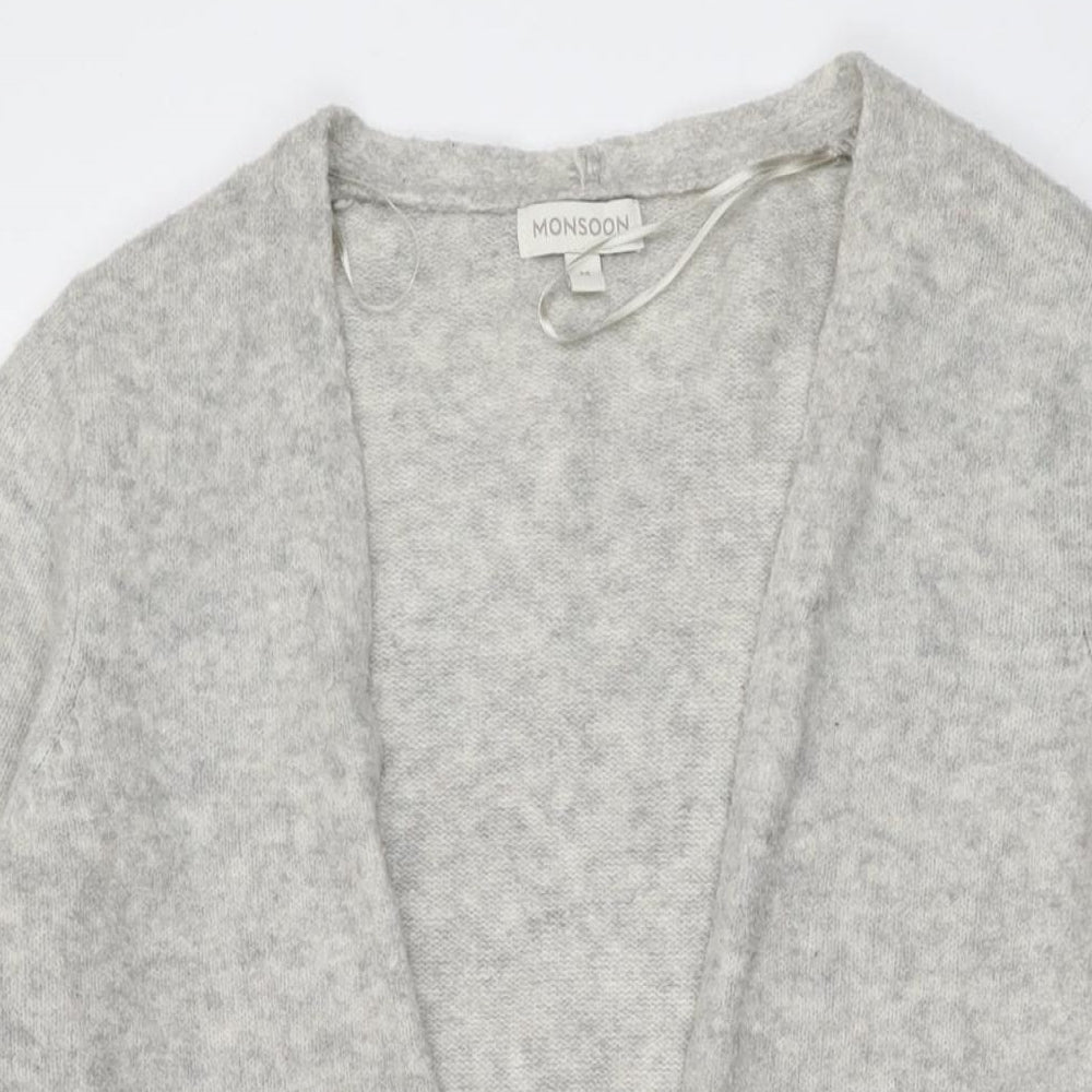 Monsoon Womens Grey V-Neck Acrylic Cardigan Jumper Size M