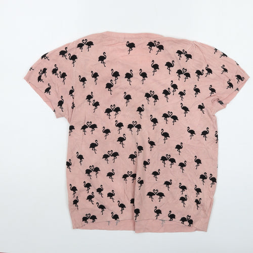 South Womens Pink Round Neck Geometric Viscose Pullover Jumper Size 18