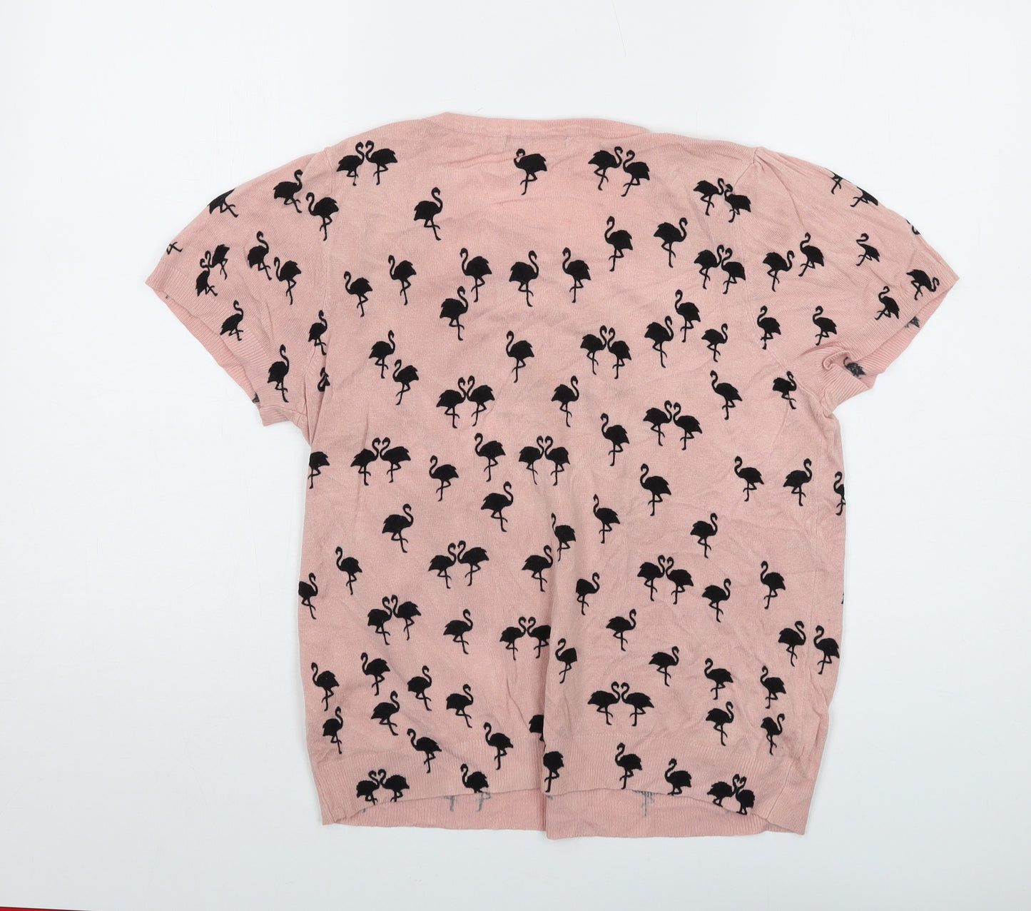 South Womens Pink Round Neck Geometric Viscose Pullover Jumper Size 18