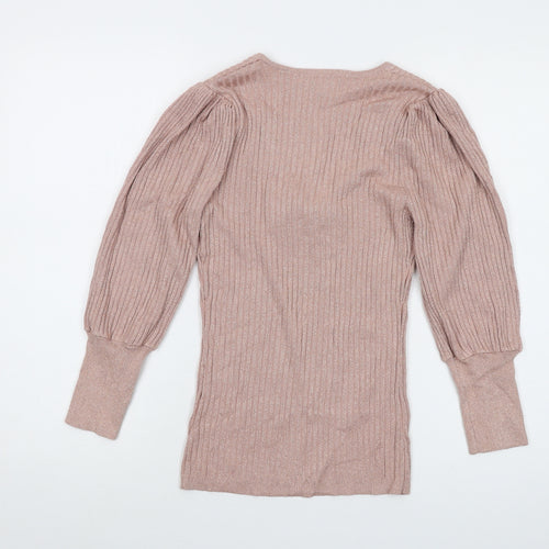 Morgan Womens Pink Round Neck Acrylic Pullover Jumper Size M