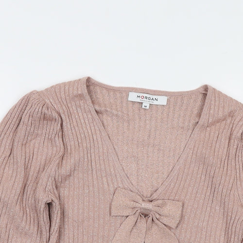 Morgan Womens Pink Round Neck Acrylic Pullover Jumper Size M
