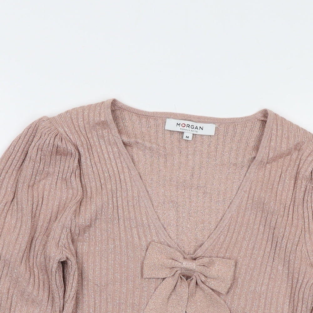 Morgan Womens Pink Round Neck Acrylic Pullover Jumper Size M