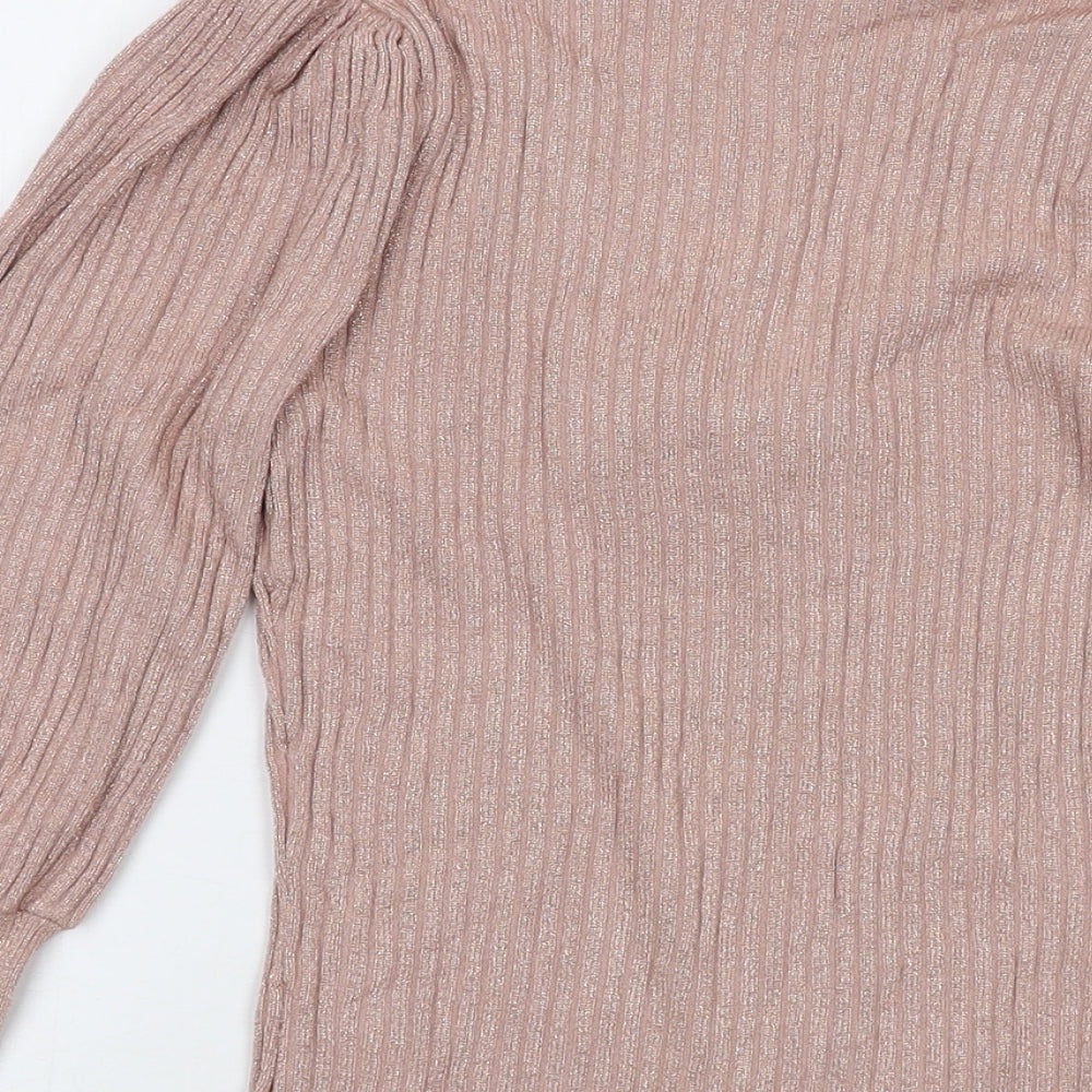 Morgan Womens Pink Round Neck Acrylic Pullover Jumper Size M