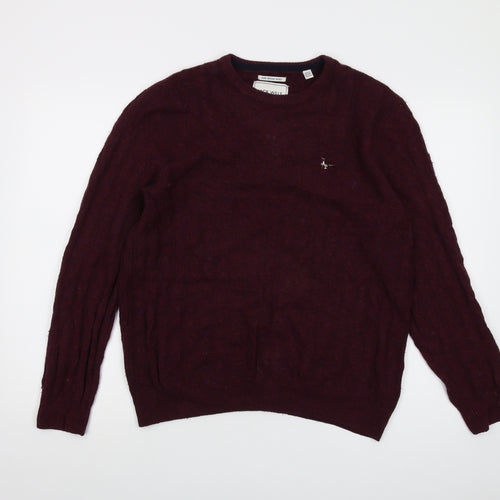 Jack Wills Mens Purple Crew Neck Wool Pullover Jumper Size L Long Sleeve