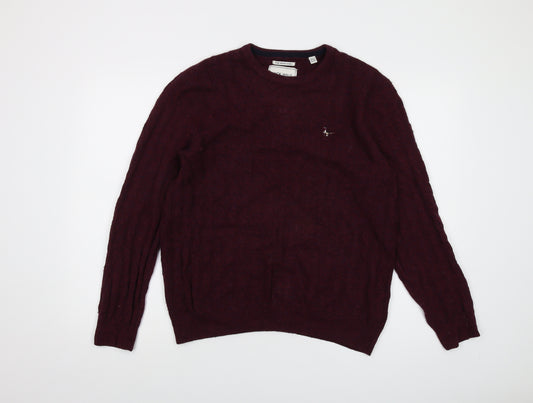 Jack Wills Mens Purple Crew Neck Wool Pullover Jumper Size L Long Sleeve