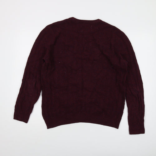 Jack Wills Mens Purple Crew Neck Wool Pullover Jumper Size L Long Sleeve