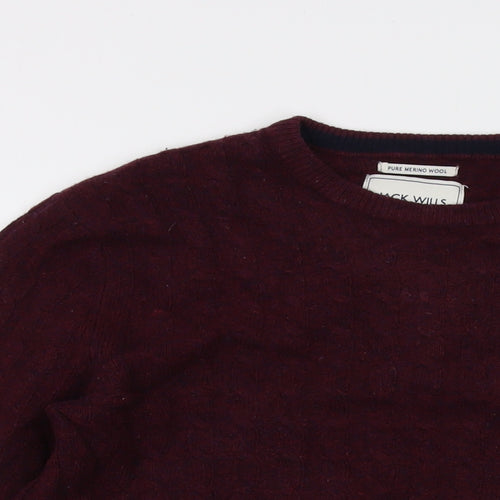 Jack Wills Mens Purple Crew Neck Wool Pullover Jumper Size L Long Sleeve