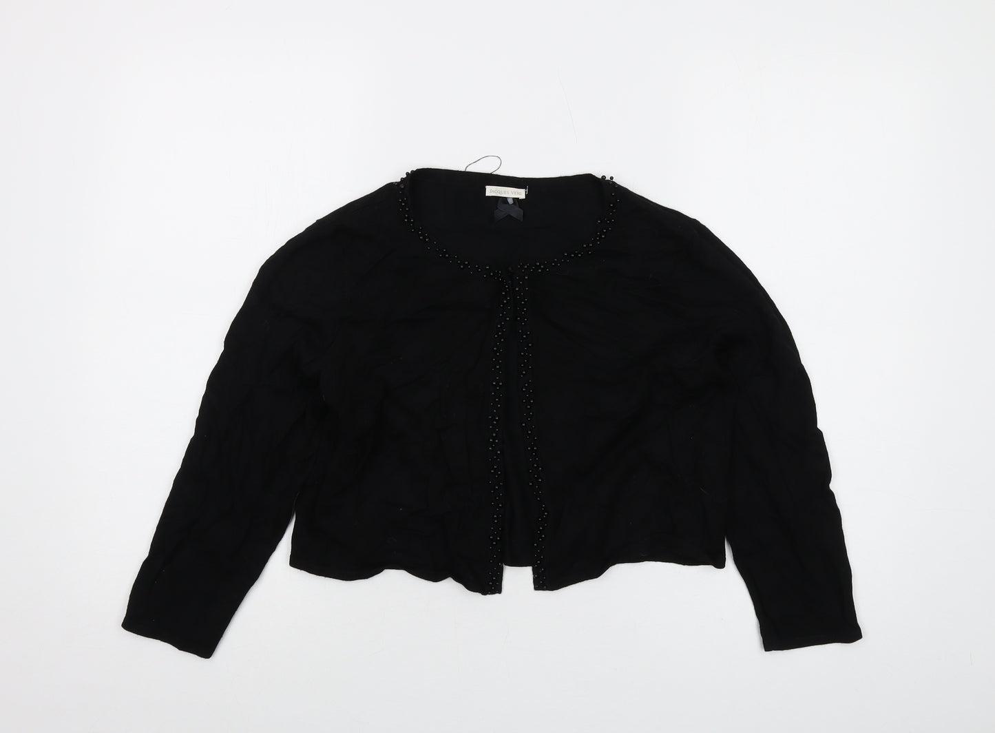 Jacques Vert Womens Black Round Neck Viscose Shrug Jumper Size M