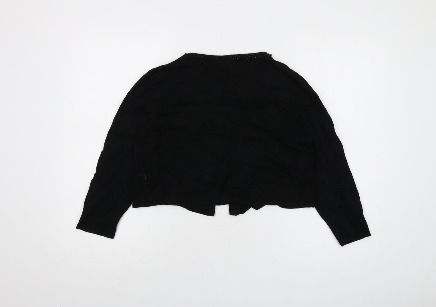 Jacques Vert Womens Black Round Neck Viscose Shrug Jumper Size M