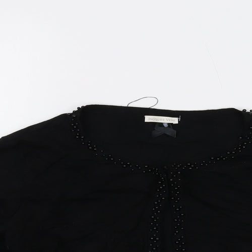 Jacques Vert Womens Black Round Neck Viscose Shrug Jumper Size M