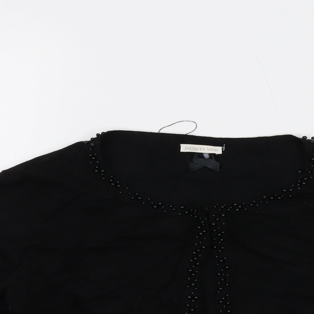 Jacques Vert Womens Black Round Neck Viscose Shrug Jumper Size M