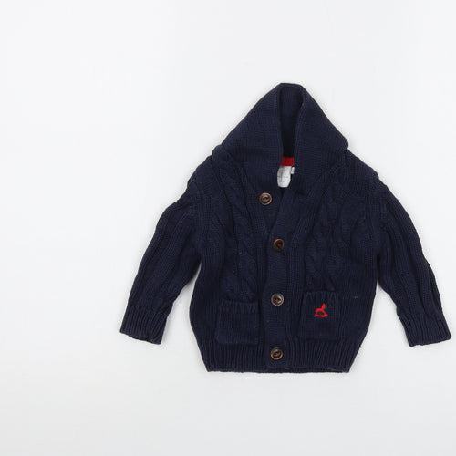 Jasper Conran Boys Blue Cotton Cardigan Jumper Size 6-9 Months Button