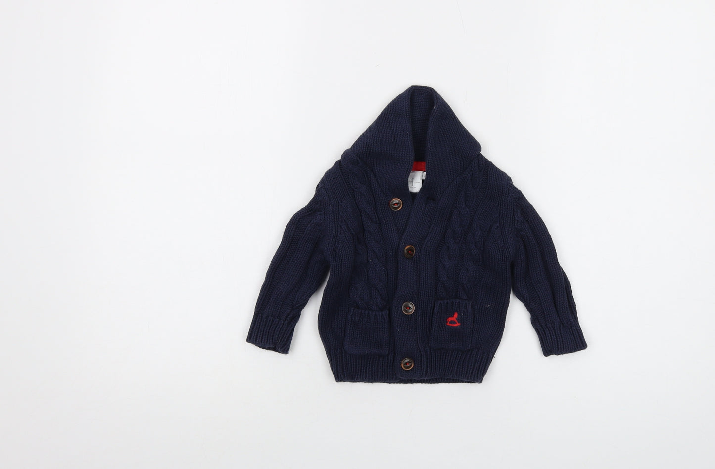 Jasper Conran Boys Blue Cotton Cardigan Jumper Size 6-9 Months Button