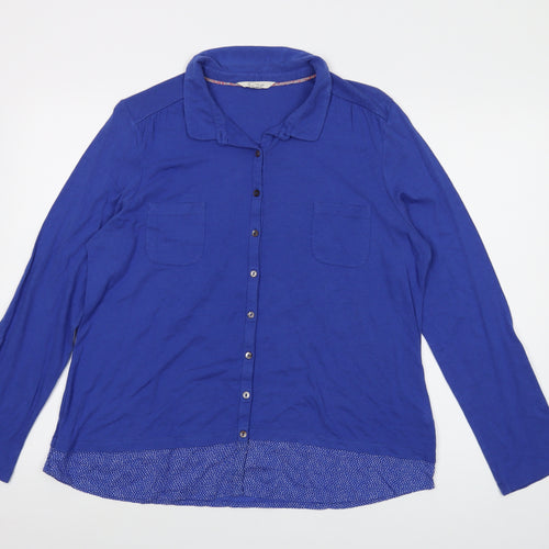 White Stuff Womens Blue Cotton Basic Button-Up Size 16 Collared