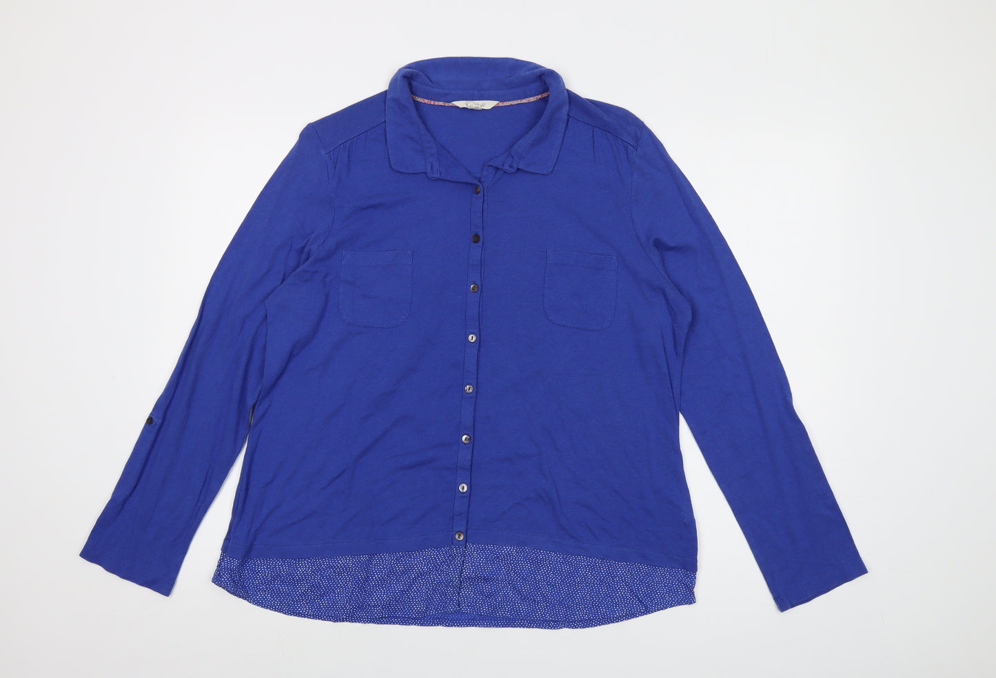 White Stuff Womens Blue Cotton Basic Button-Up Size 16 Collared