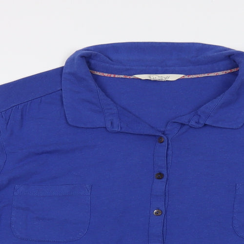 White Stuff Womens Blue Cotton Basic Button-Up Size 16 Collared