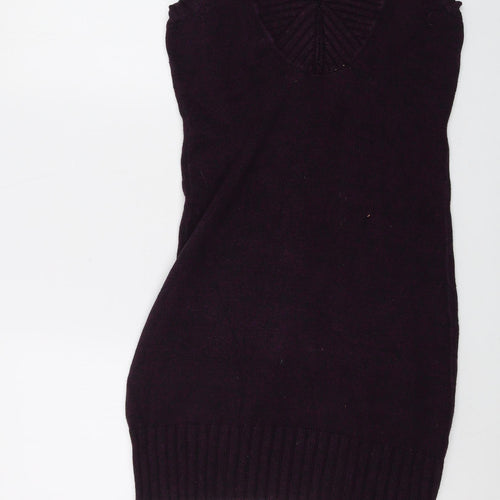 Planet Womens Pink V-Neck Cotton Tunic Jumper Size S