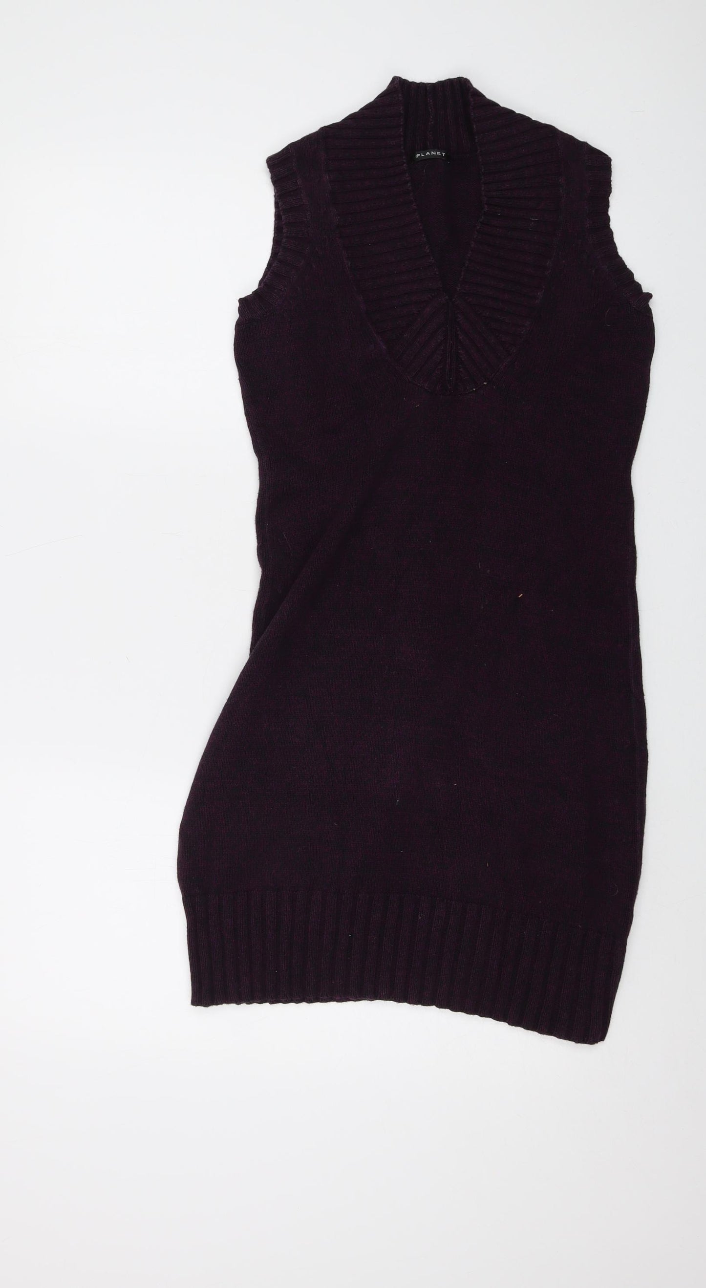 Planet Womens Pink V-Neck Cotton Tunic Jumper Size S