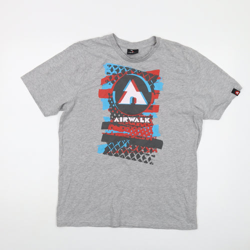 AIRWALK Mens Grey Cotton T-Shirt Size S Crew Neck