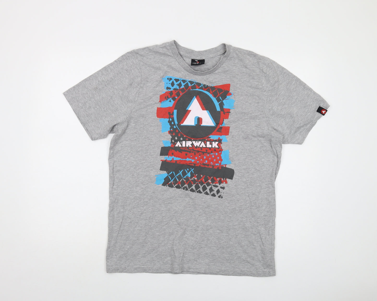 AIRWALK Mens Grey Cotton T-Shirt Size S Crew Neck