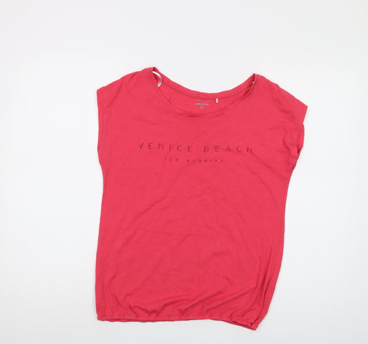 Venice Beach Womens Pink Cotton Basic T-Shirt Size S Round Neck