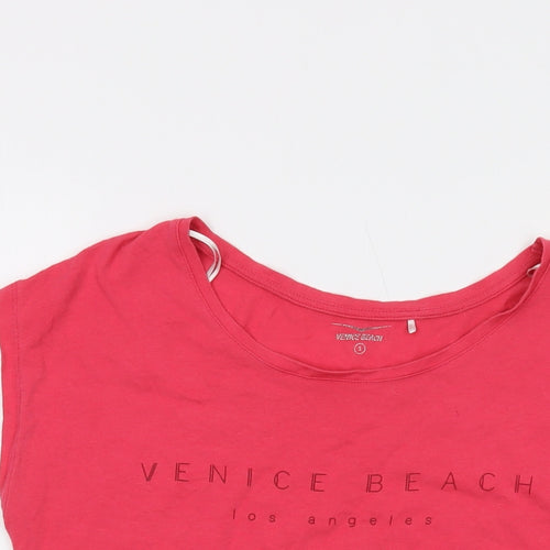Venice Beach Womens Pink Cotton Basic T-Shirt Size S Round Neck