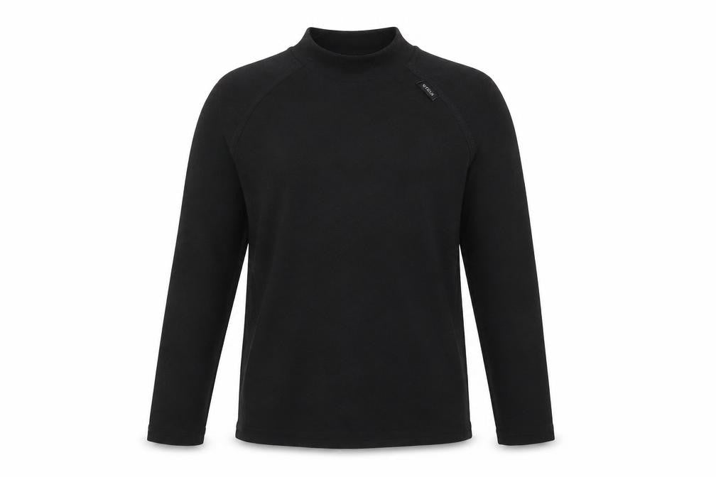 Front view of Decathlon boys’ grey polyester basic t-shirt, size 12, years mock neck pullover - thermal top