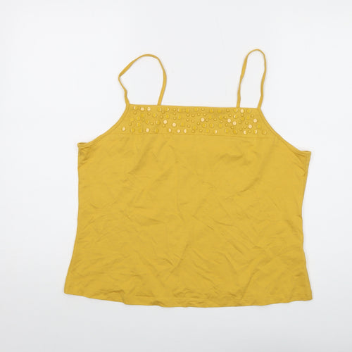 Principles Womens Yellow Viscose Basic Tank Size 18 Square Neck