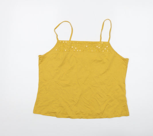 Principles Womens Yellow Viscose Basic Tank Size 18 Square Neck