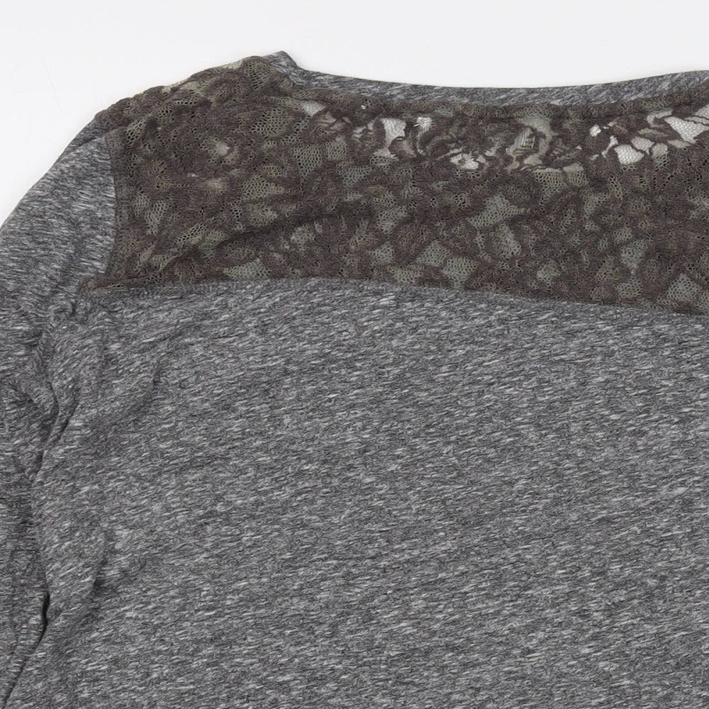 Superdry Womens Grey Cotton Basic T-Shirt Size M Crew Neck