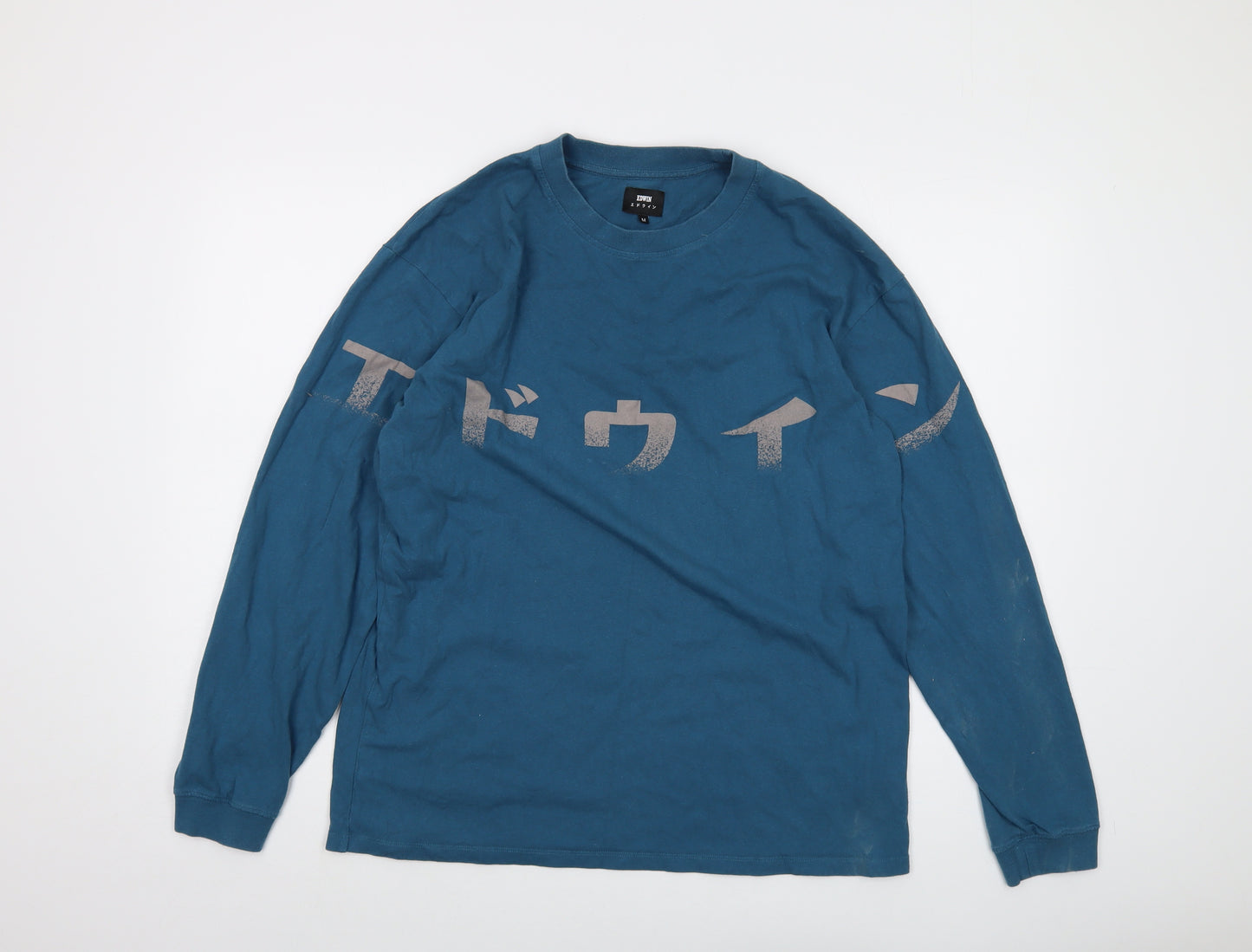 Edwin Mens Blue Cotton T-Shirt Size M Crew Neck