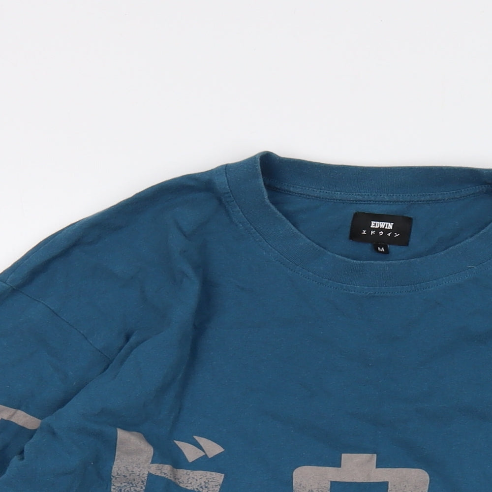 Edwin Mens Blue Cotton T-Shirt Size M Crew Neck