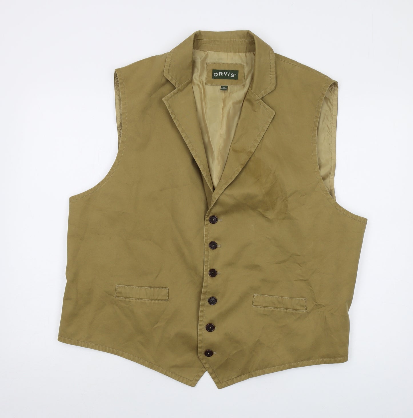 Orvis Mens Brown Jacket Waistcoat Size 2XL Button