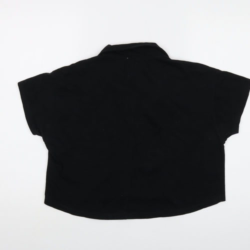 Cotton On Womens Black Cotton Cropped T-Shirt Size M V-Neck