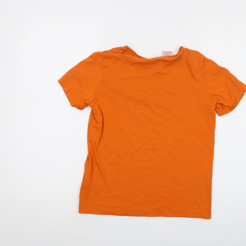 adidas Boys Orange Cotton Basic T-Shirt Size 11-12 Years Crew Neck Pullover