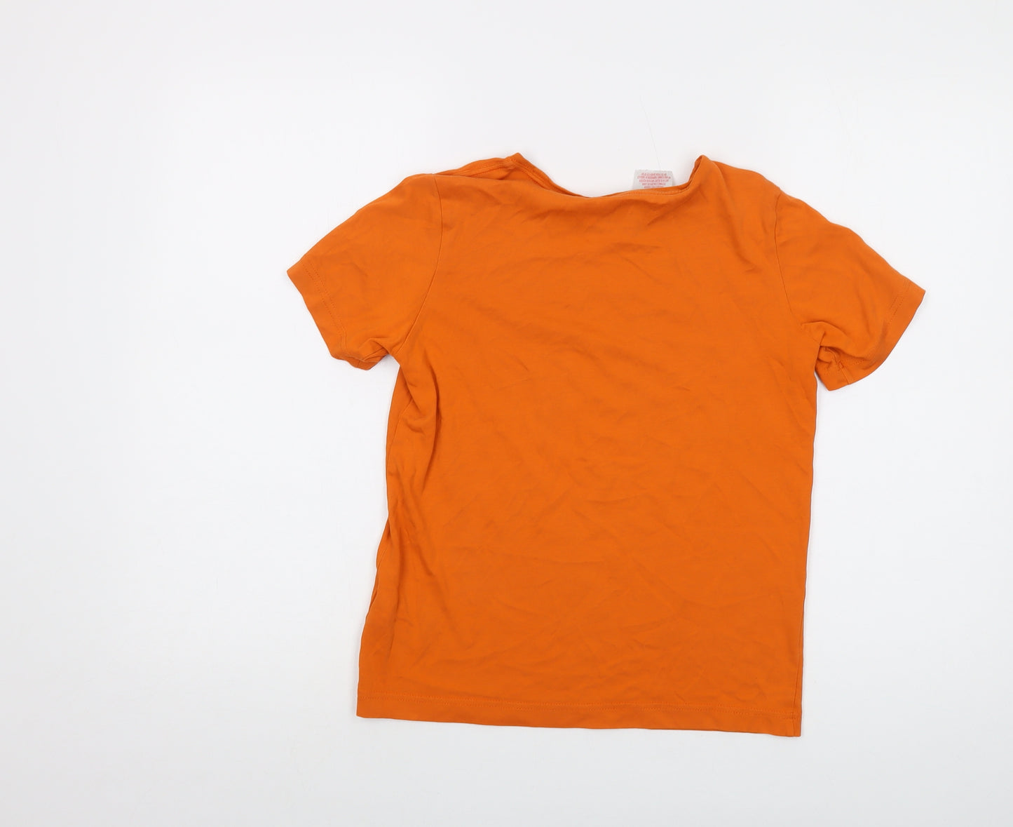 adidas Boys Orange Cotton Basic T-Shirt Size 11-12 Years Crew Neck Pullover