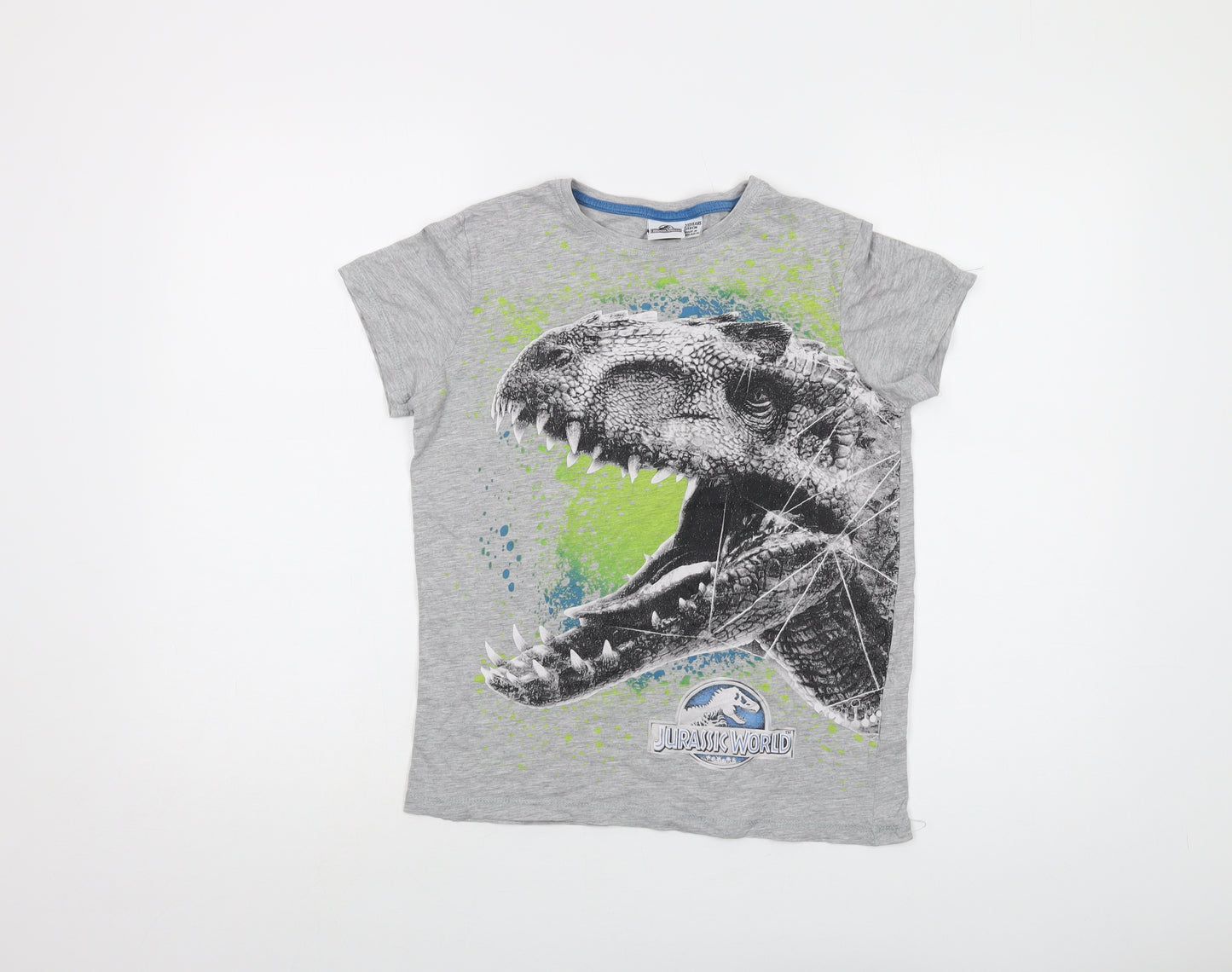 Jurassic Park Boys Grey Cotton Basic T-Shirt Size 12-13 Years Crew Neck Pullover