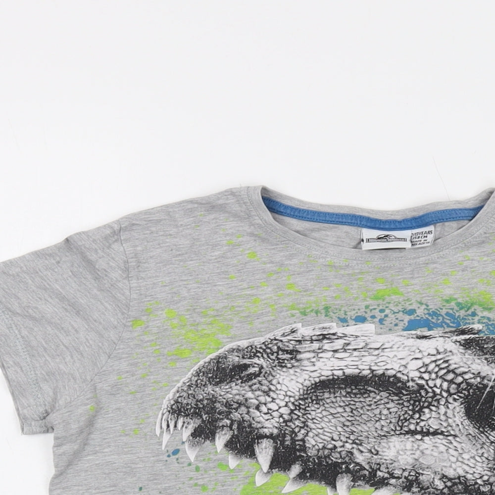 Jurassic Park Boys Grey Cotton Basic T-Shirt Size 12-13 Years Crew Neck Pullover