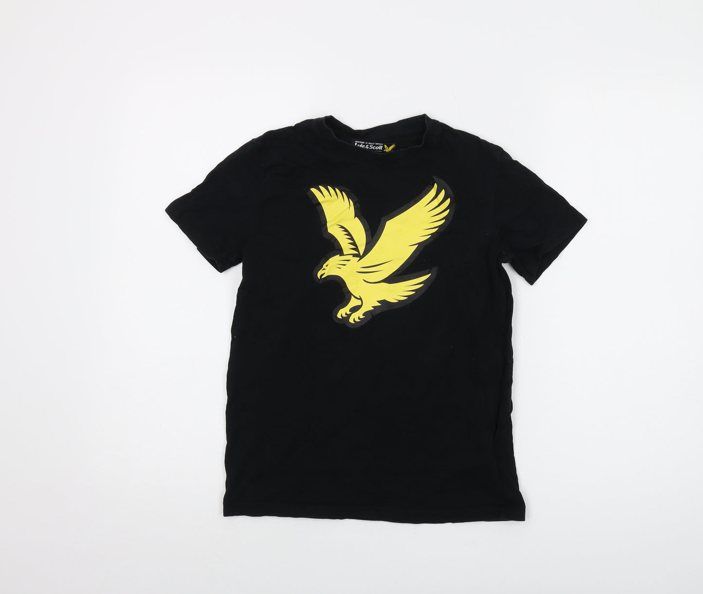Lyle & Scott Boys Black Cotton Basic T-Shirt Size 10-11 Years Crew Neck Pullover