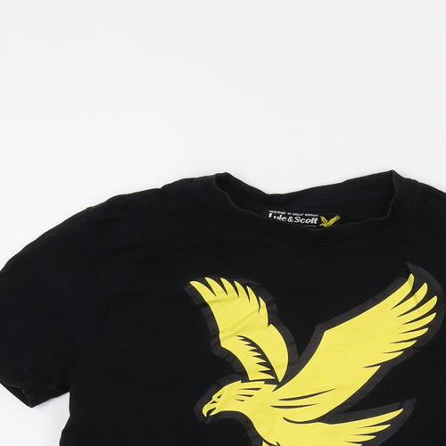 Lyle & Scott Boys Black Cotton Basic T-Shirt Size 10-11 Years Crew Neck Pullover