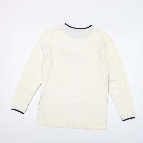 Jim Thompson Boys Ivory Cotton Basic T-Shirt Size L Crew Neck Pullover