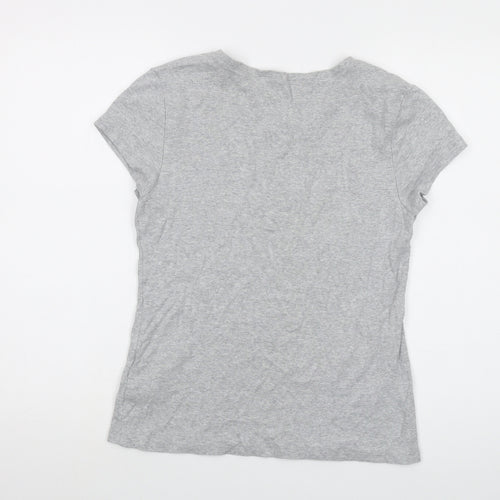 Tommy Hilfiger Womens Grey Cotton Basic T-Shirt Size L Crew Neck