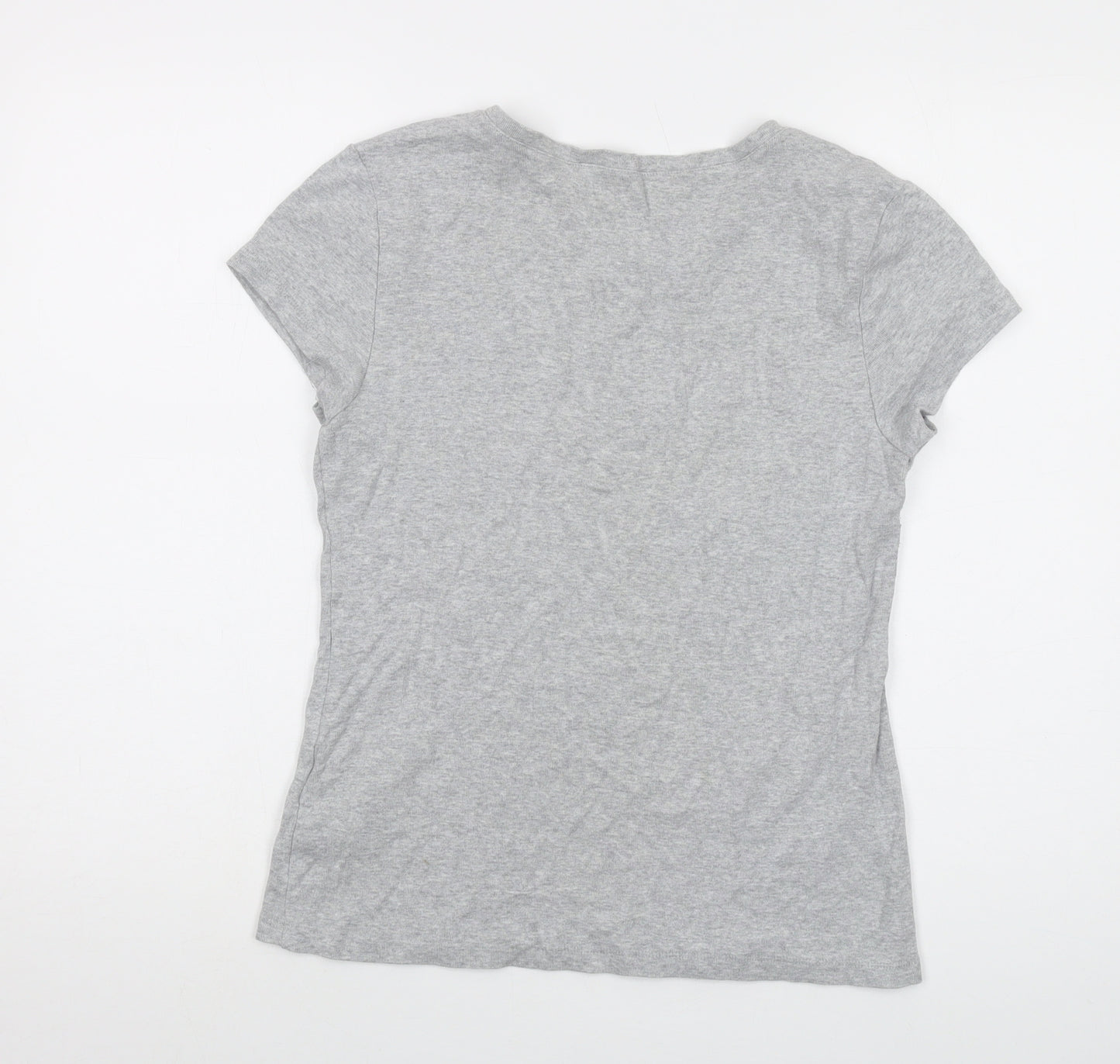 Tommy Hilfiger Womens Grey Cotton Basic T-Shirt Size L Crew Neck
