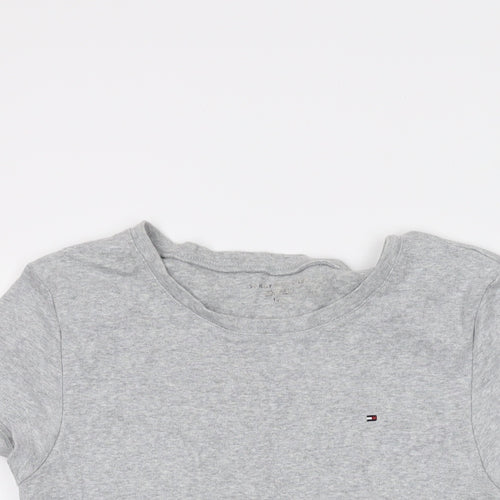 Tommy Hilfiger Womens Grey Cotton Basic T-Shirt Size L Crew Neck
