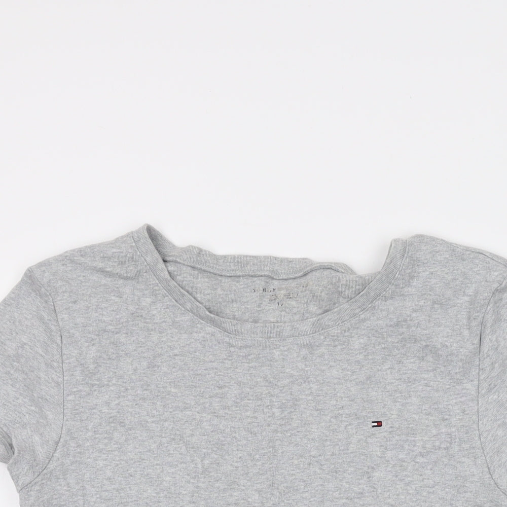 Tommy Hilfiger Womens Grey Cotton Basic T-Shirt Size L Crew Neck