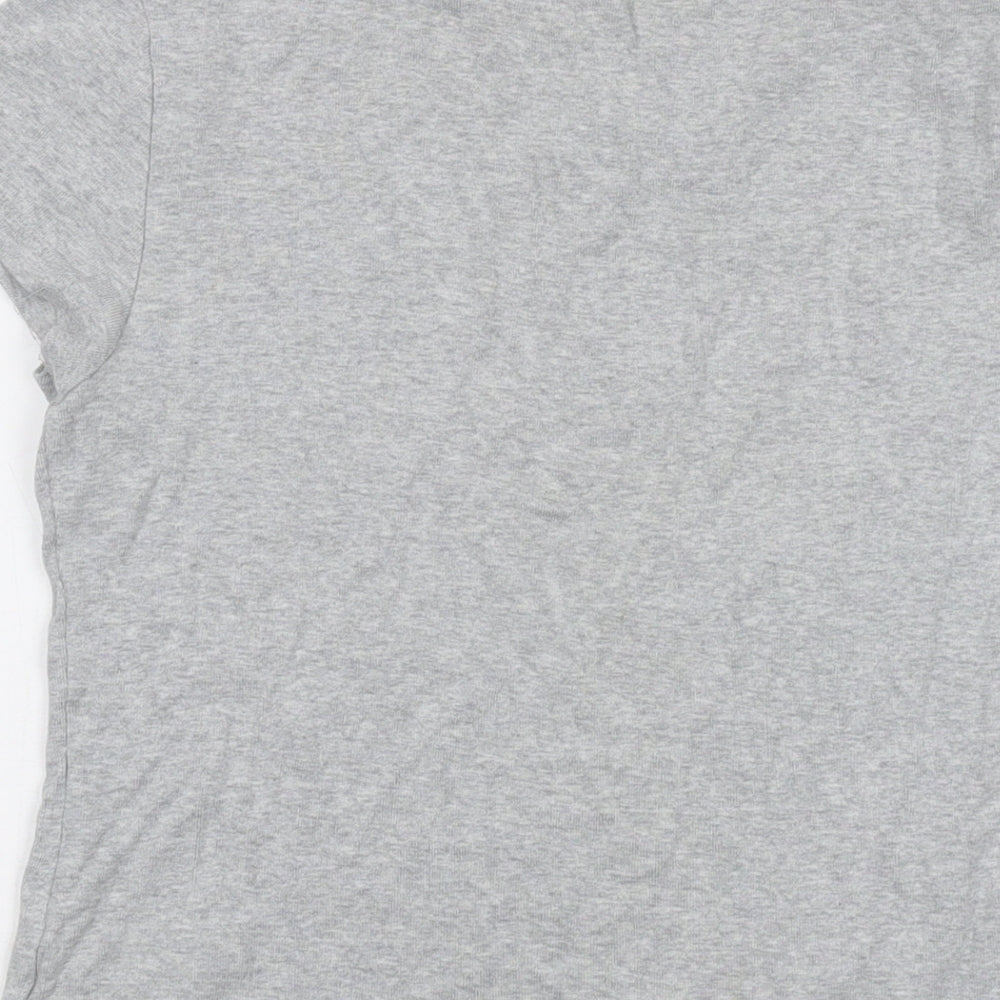 Tommy Hilfiger Womens Grey Cotton Basic T-Shirt Size L Crew Neck