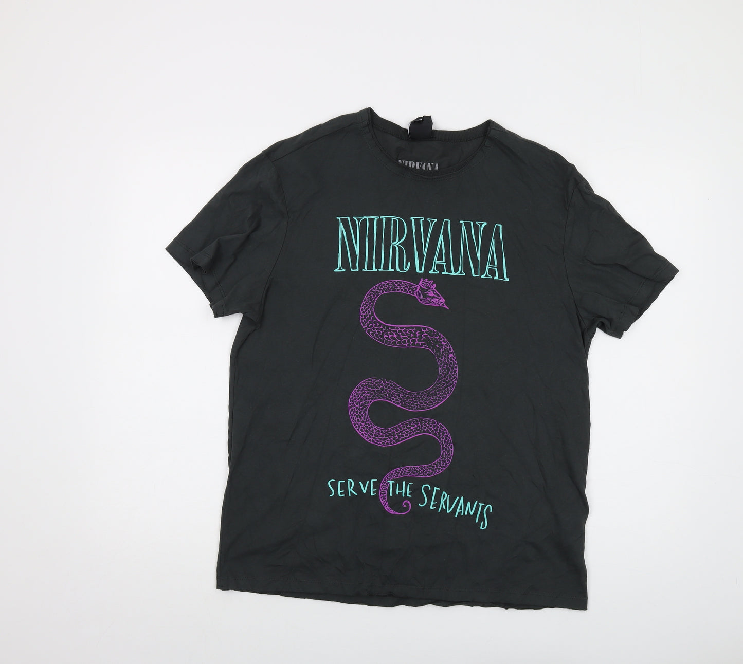 Nirvana Mens Grey Cotton T-Shirt Size M Crew Neck